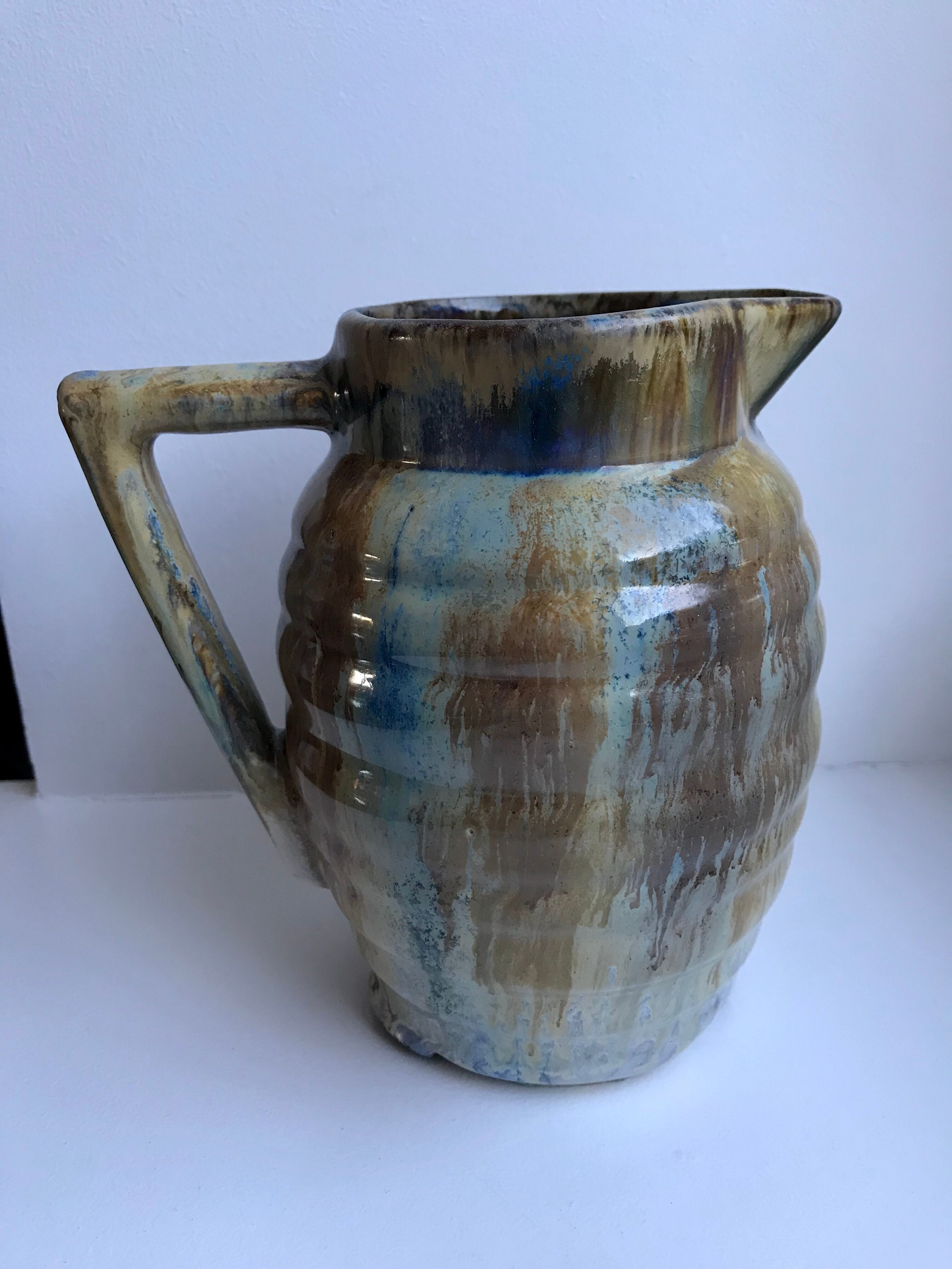 Ceramic pitcher / glazed stoneware 70s