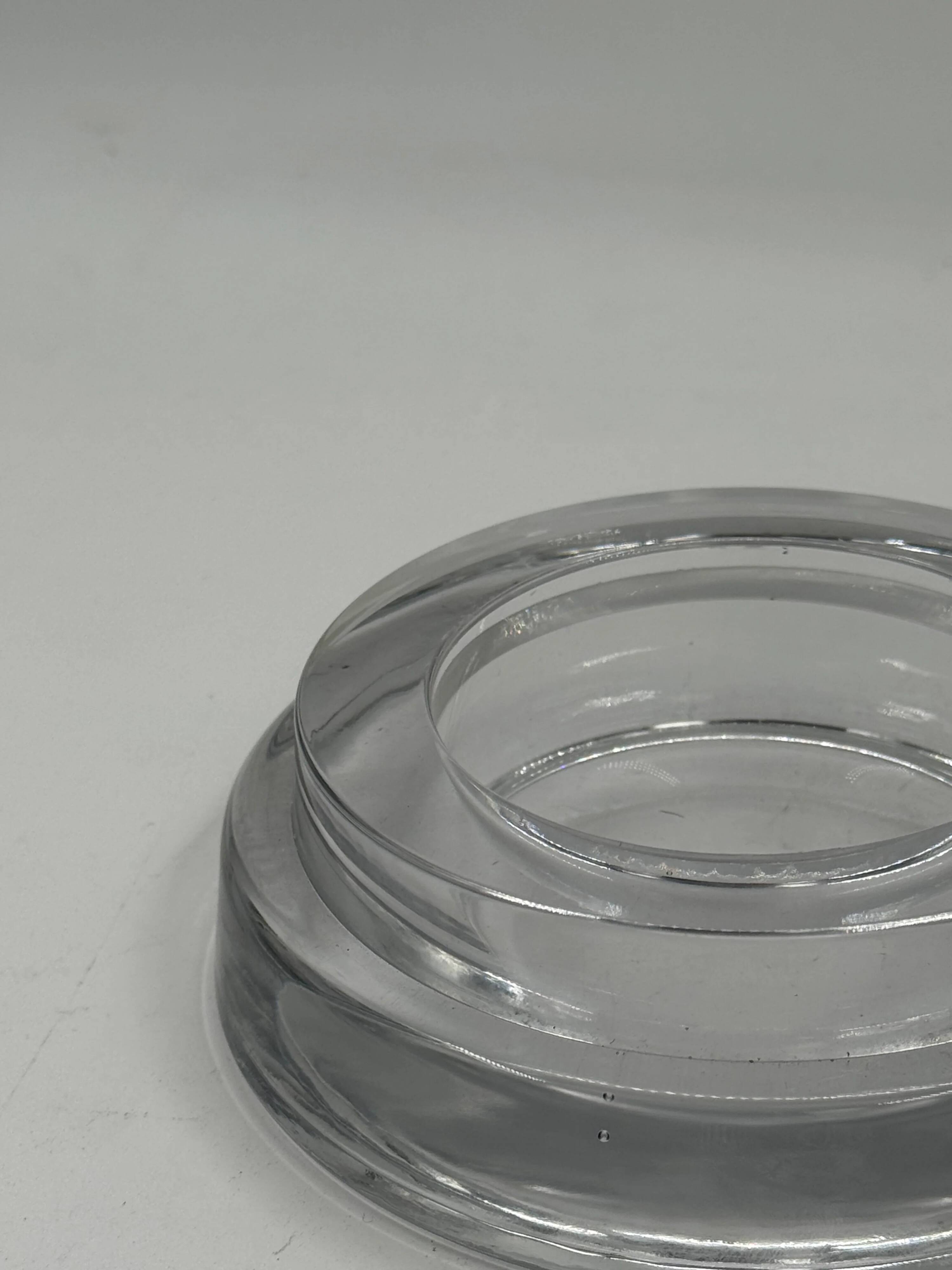 Vintage transparent glass catchall, stepped design.