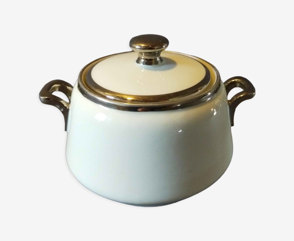 Pot à sucre en aluminite Frugier blanc et chrome