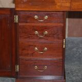 Antique Hardwood Desk with Leather Top and Slanted Drawer