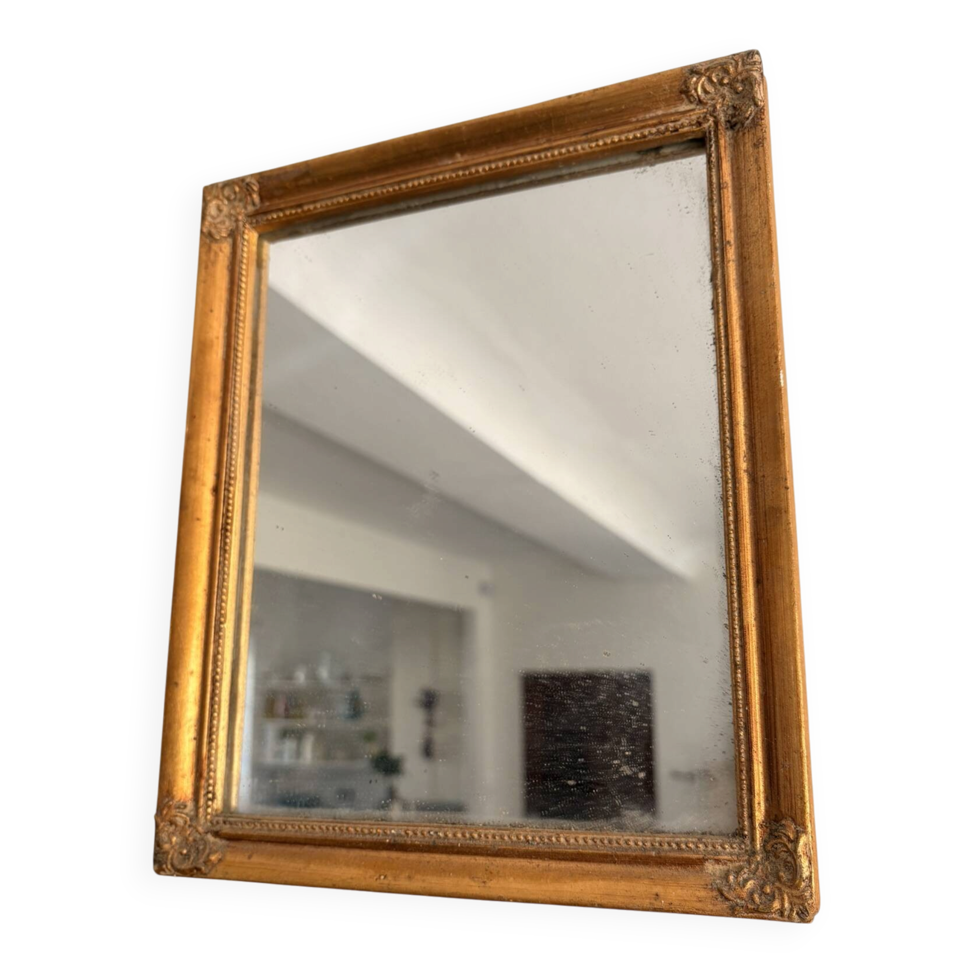 Antique Rectangular Carved Wooden Wall Mirror Louis XV XVI