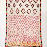 Moroccan Berber carpet azilal ecru with colorful patterns 238x140cm