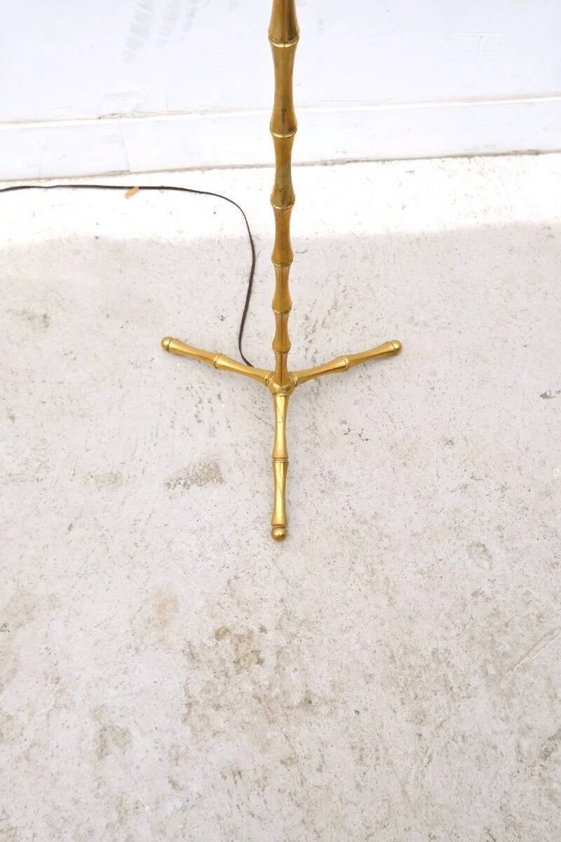 "Bamboo" brass floor lamp, France 1950