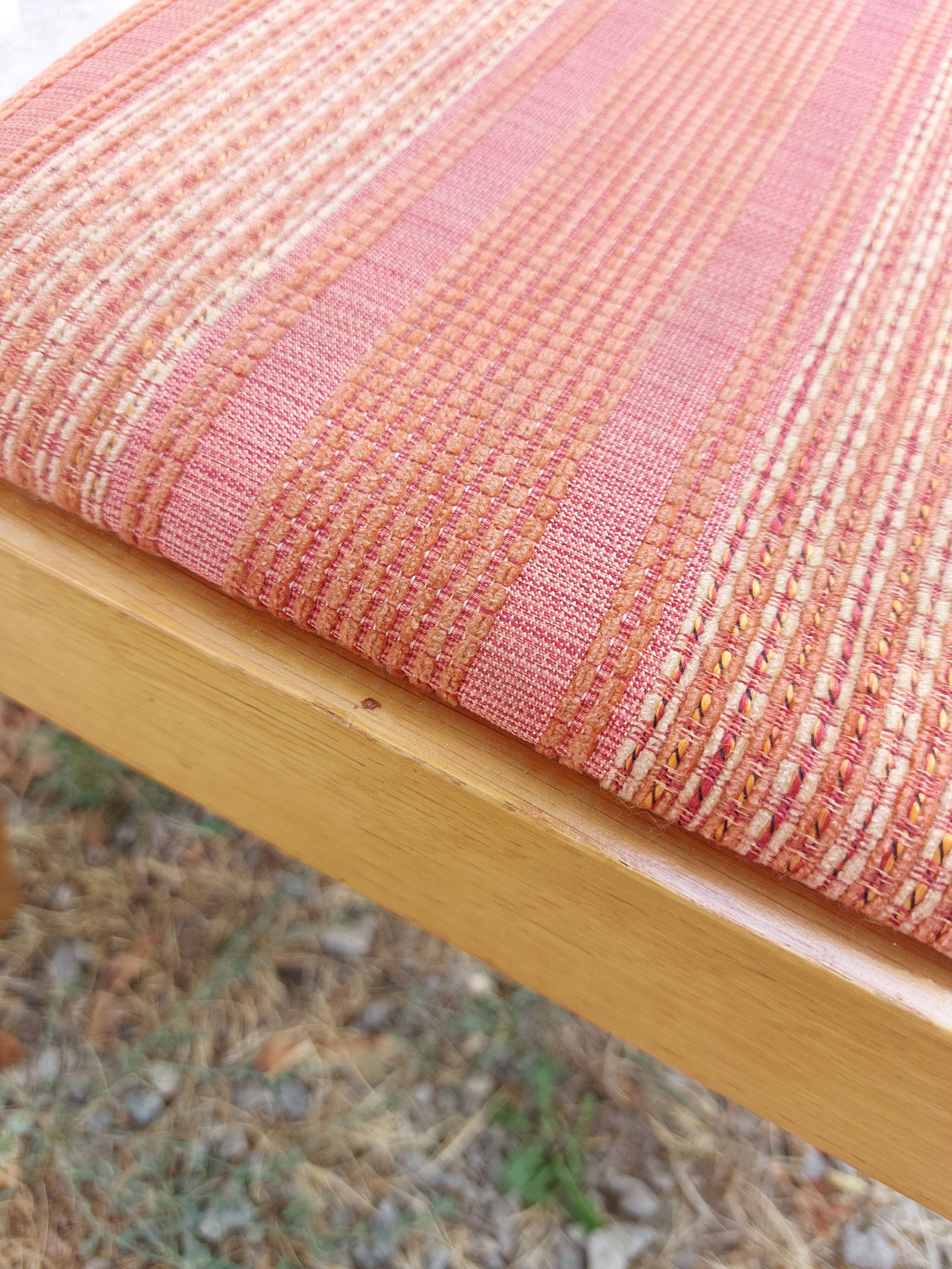 4 cosy chairs, solid wood and fabric