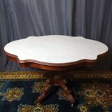 Violin table in mahogany and marble, 19th century