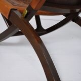 Ecuadorian wood and leather folding chair by Angel Pazmino