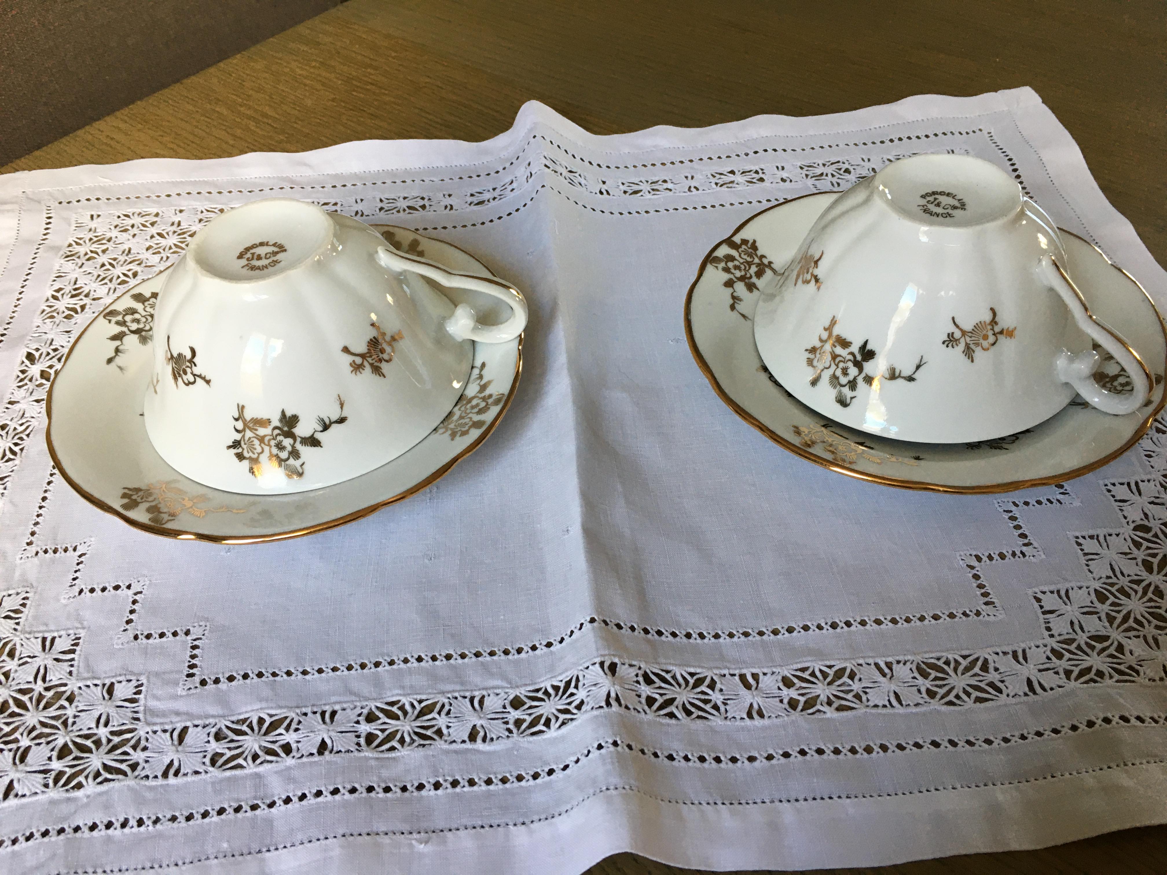 Duo vintage porcelain breakfast from Limoges