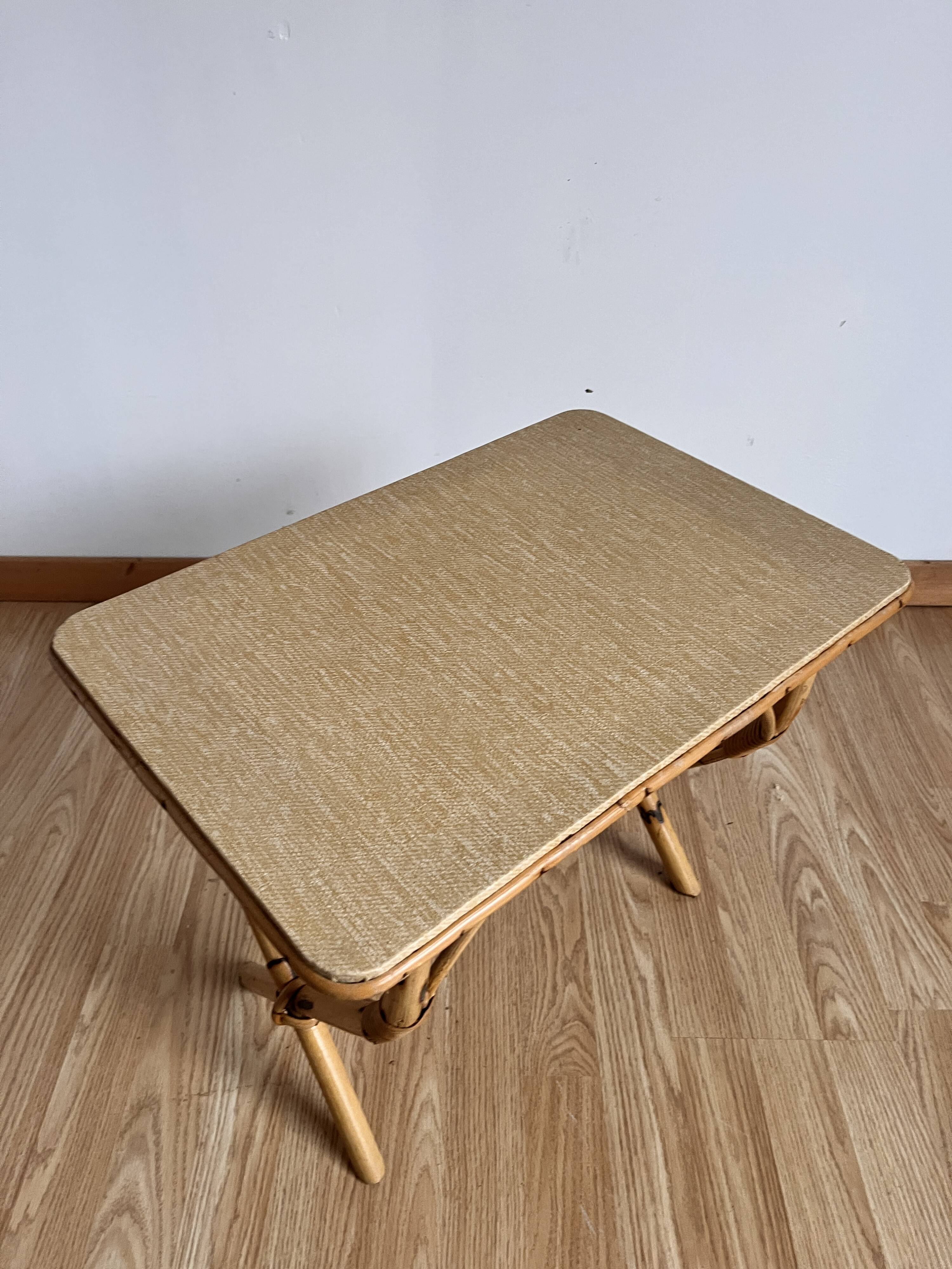 Rattan side table