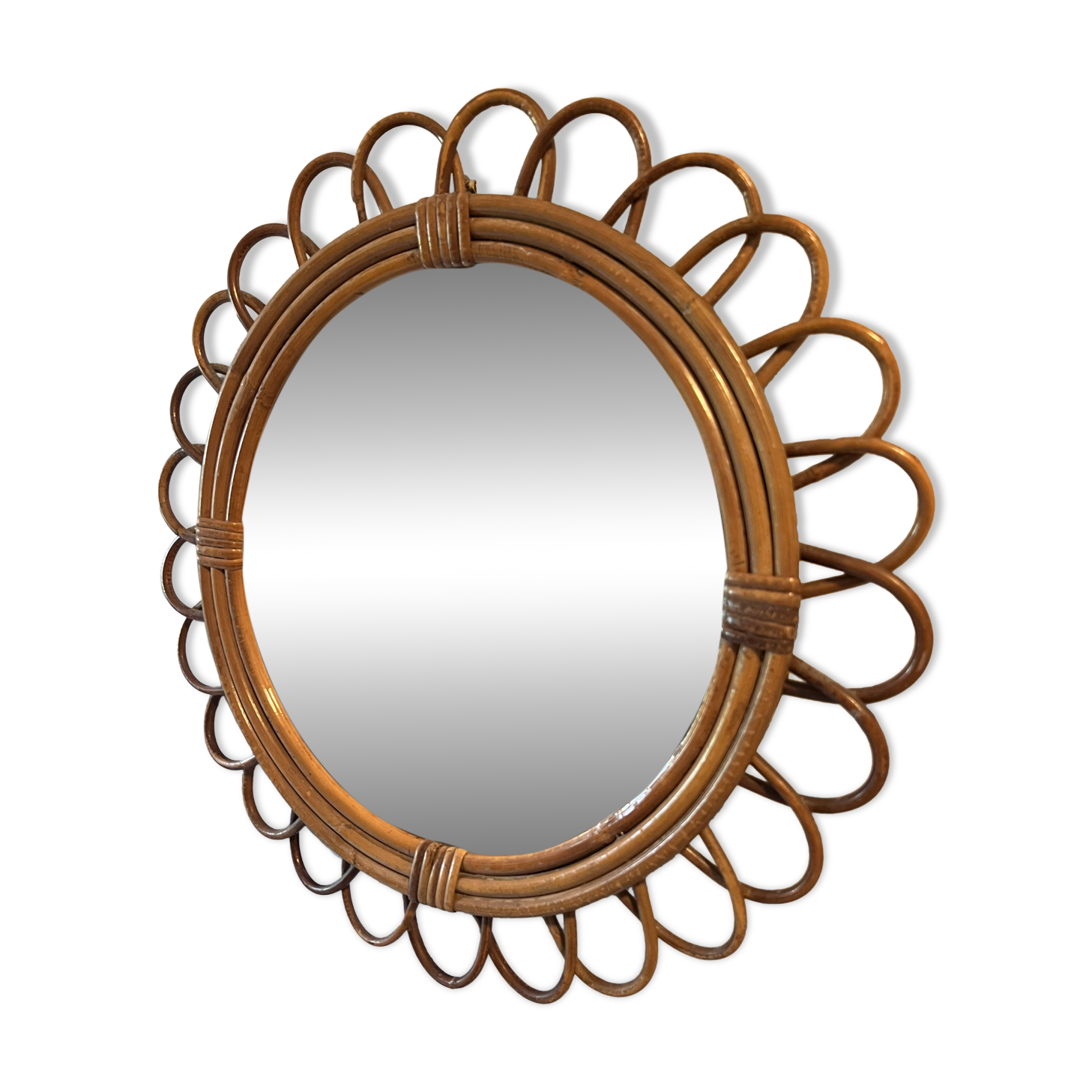 Vintage rattan sun mirror – large model 50 cm