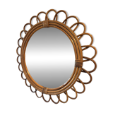 Vintage rattan sun mirror – large model 50 cm