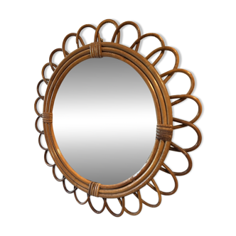 Vintage rattan sun mirror – large model 50 cm