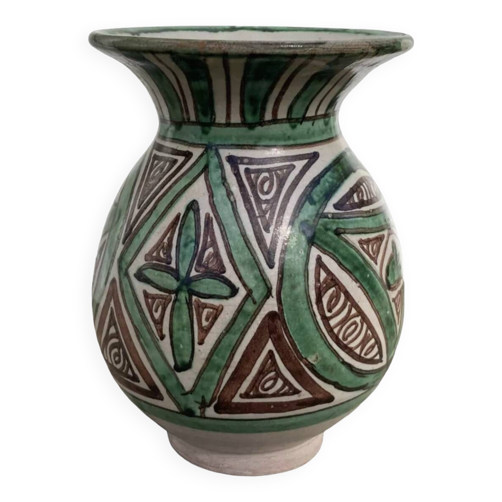 Small green ceramic vase 1960 signed Punter