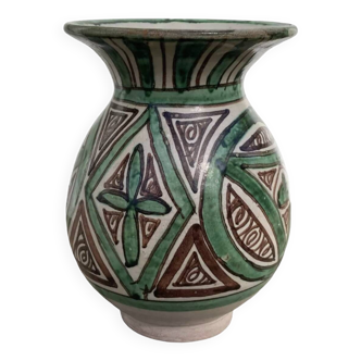 Petit vase céramique vert 1960 signé Punter