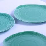 Set of 6 small vintage green plates from Sarreguemines.