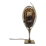 Lampe 1970 en laiton et agate attribuée à Willy Daro