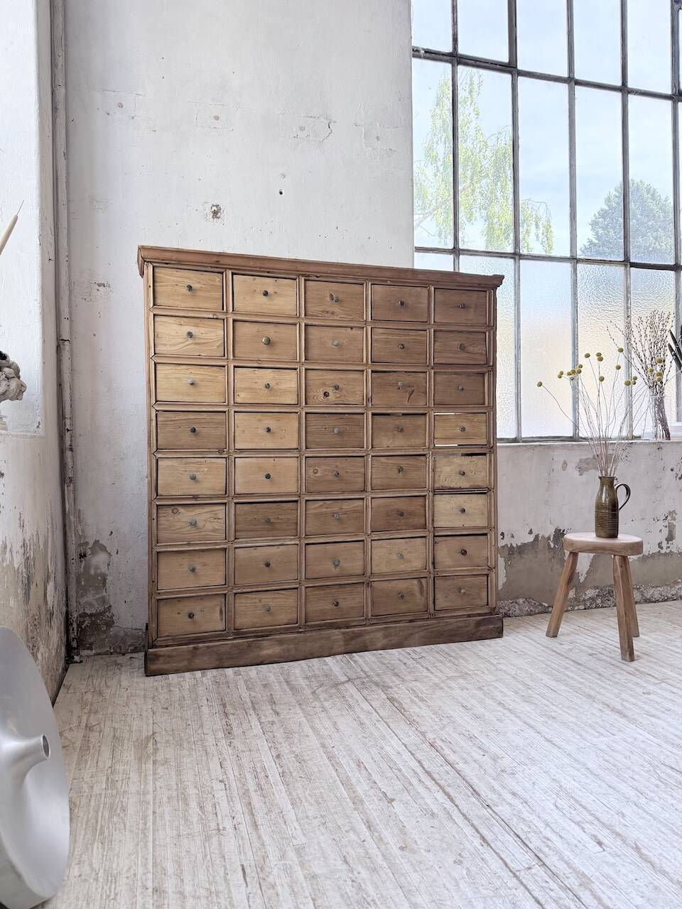 XL 1950 pine workshop cabinet with drawers