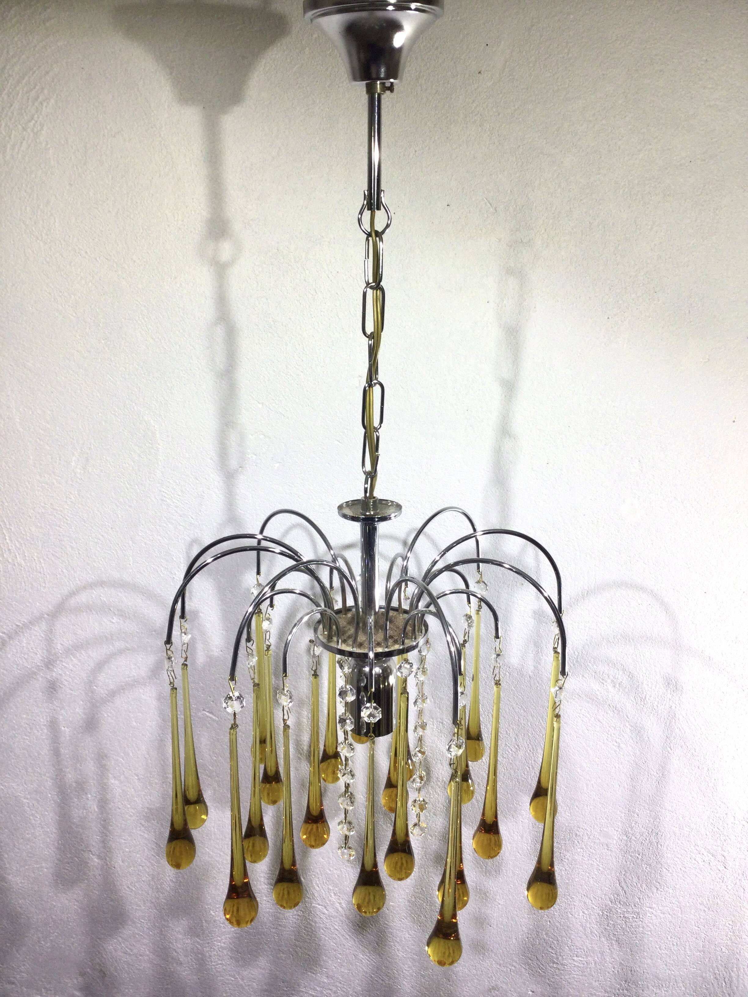 Murano chandelier drops in amber crystal