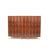 Large 5-door vintage wardrobe in rosewood with stylish adjustable legs in I