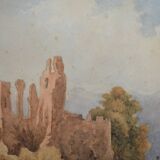 Ecole Française du début du XXème siècle  « Les ruines »  Aquarelle