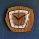 Vintage formica clock silent hexagonal wall pendulum "FFR wood"