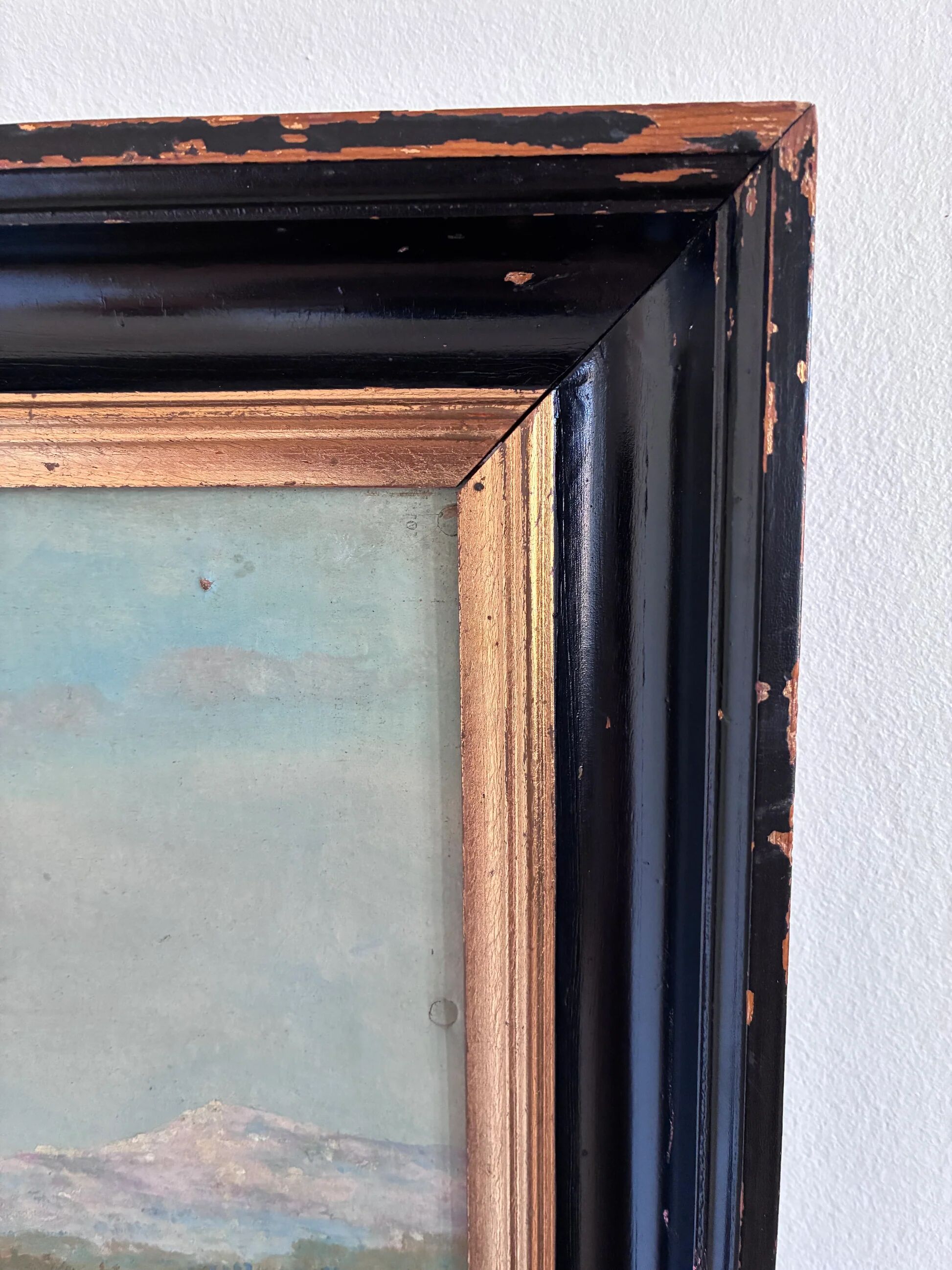 Vintage original landscape oil painting: Countryside nature wall art