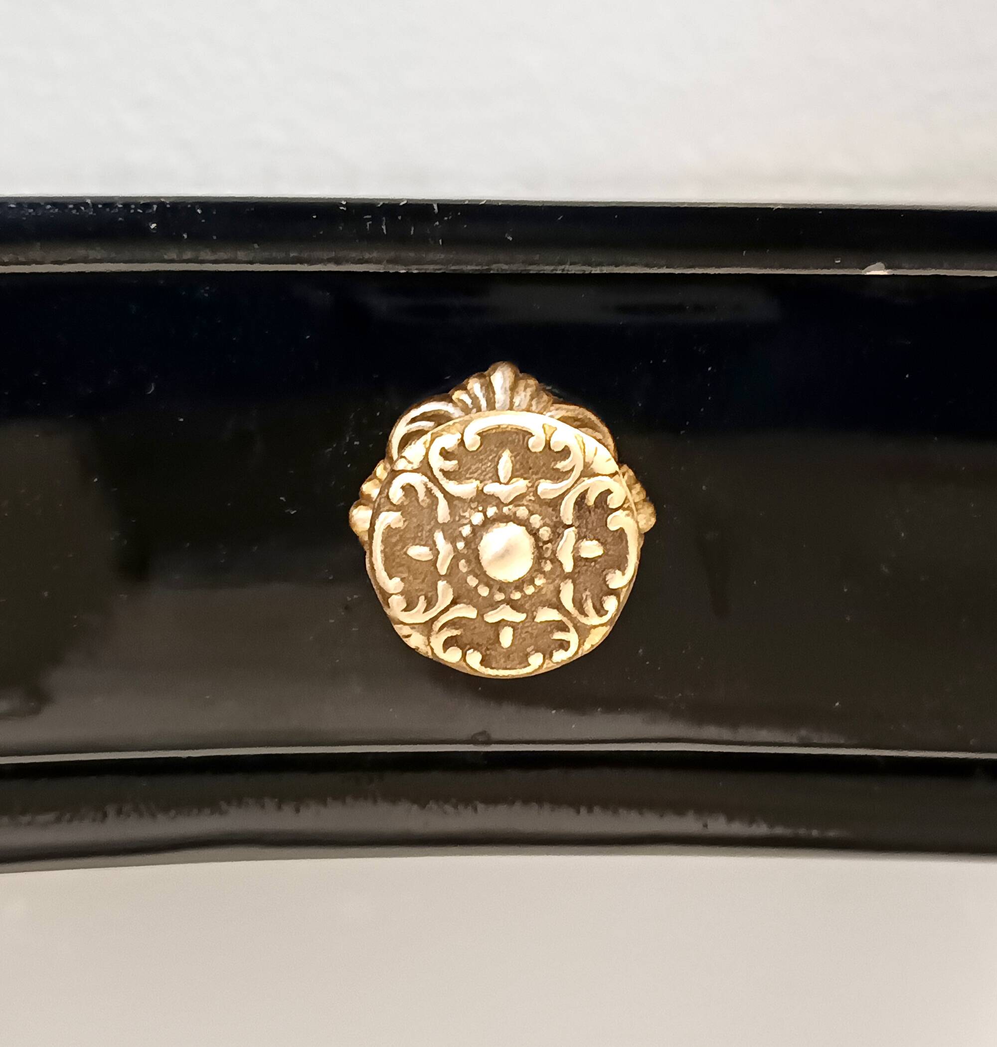 Pair of Black Wall-Mounted Console Tables / Nightstands attr. to Ulrich