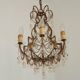 Vintage Italian 5 Arm Gilded Metal Cage Chandelier Beads &Pink Murano Drops
