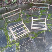 Pair of children's garden chairs, folding, all metal, retro 50s