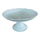 White compote dish with scalloped edges