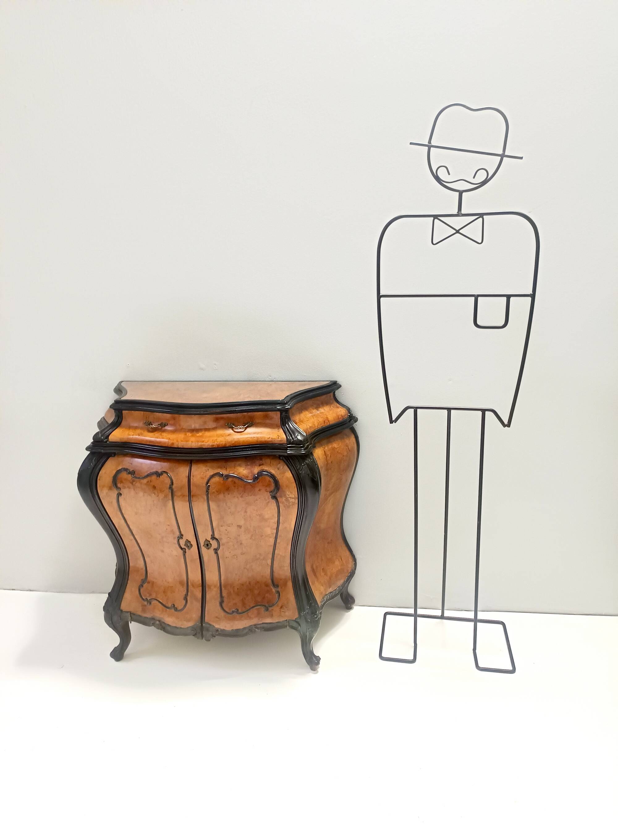 Ebonized Beech and Walnut-Root Cabinet with a Glass Top, Brianza, Italy