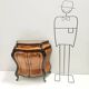 Ebonized Beech and Walnut-Root Cabinet with a Glass Top, Brianza, Italy