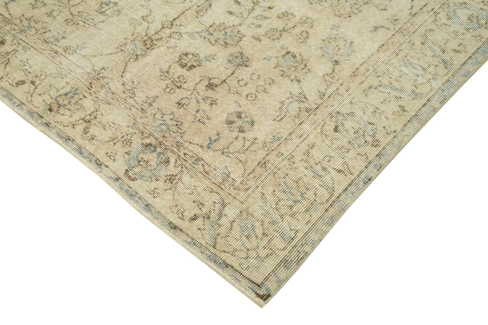 Hand-knotted distressed turkish beige carpet 156 cm x 246 cm