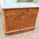 Commode secrétaire d'époque Louis Philippe en noyer du 19e siècle