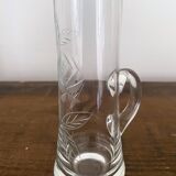 5 vintage shot, liqueur, digestive glasses, with transparent glass handle engraved with a rose