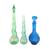Three glass decanters from Empoli, Italy 1960