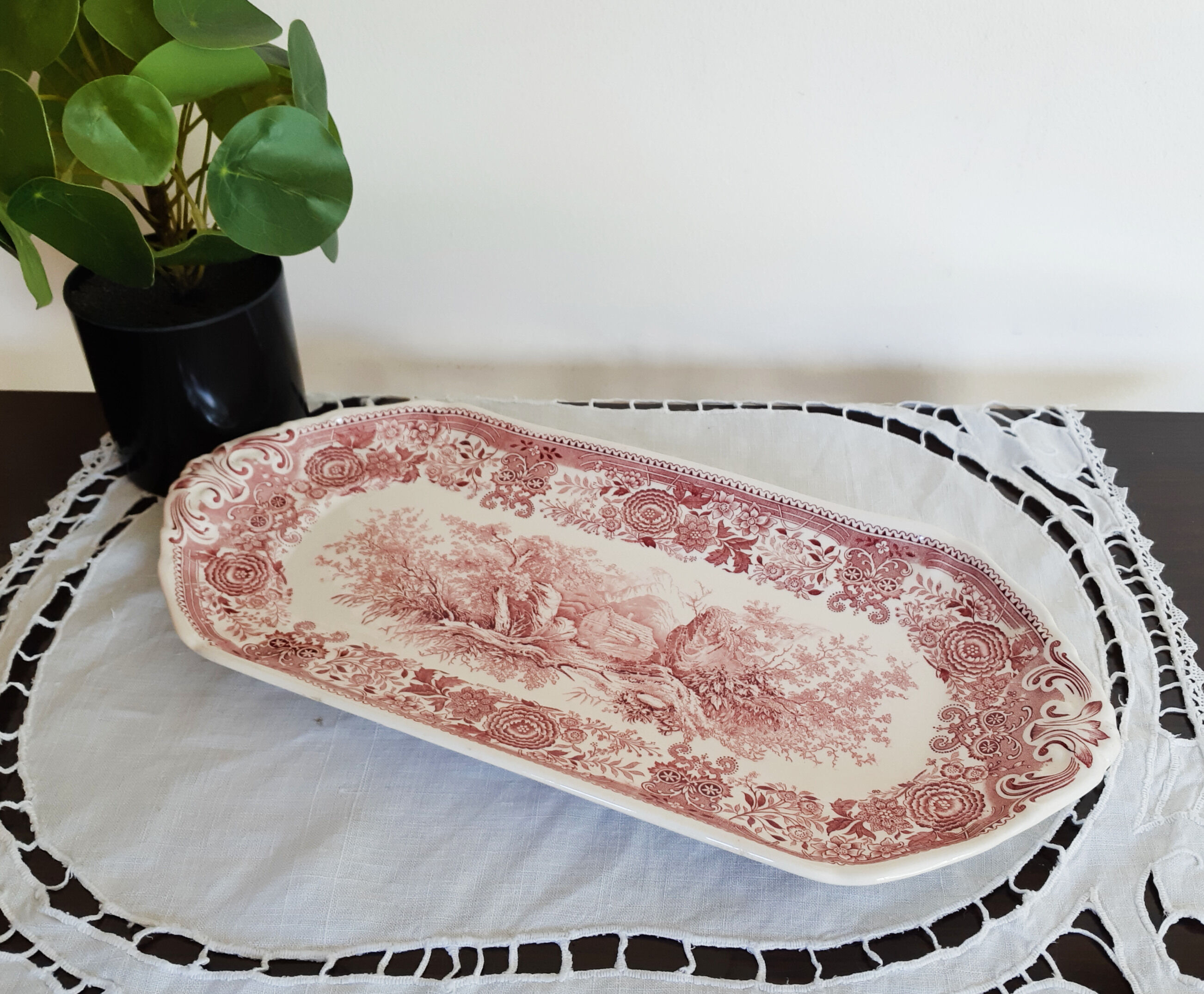 Plat à cake en porcelaine , vintage français , plat à gateaux, villeroy et boch , burgenland