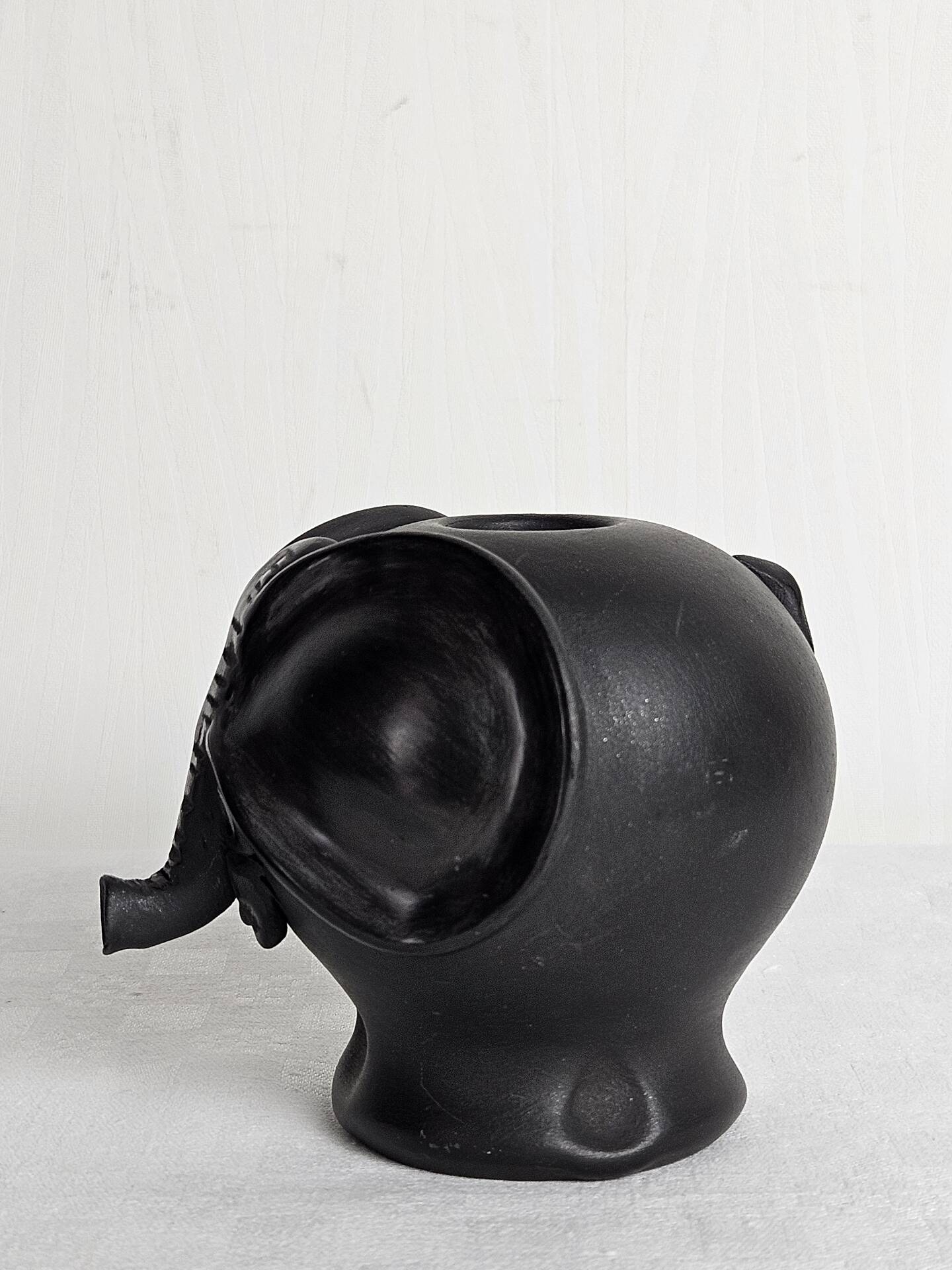 Stylised ceramic elephant candlestick signed vintage
