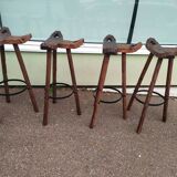 set of 4 bar stool - Rustic - Bois Fer