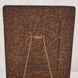 Table mirror embossed leather and bronze, Spain, 1940s