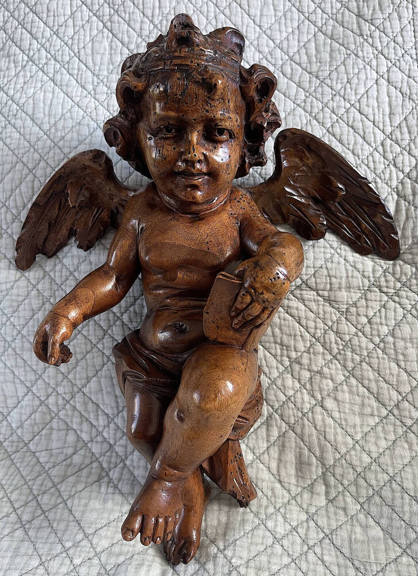 18th Century Carved Wooden Angel/Chestnut/Putto