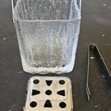 Hoya glacier glass ice bucket with tongs