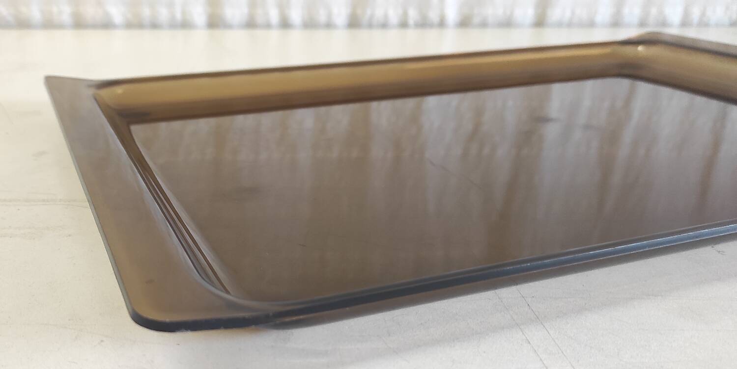 Serving tray in smoked plexiglass - 1970s
