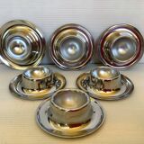 Six metal egg cups
