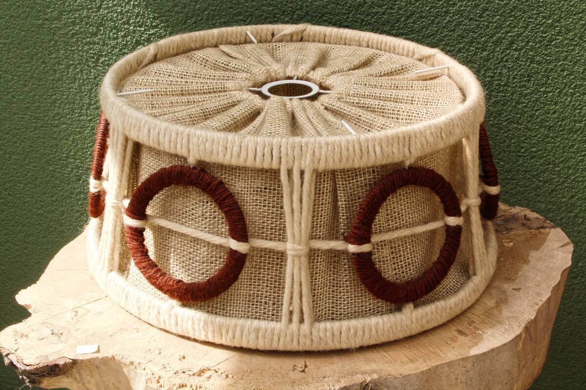 Lampshade, pendant light, 70s in wool and linen