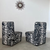 Lot 2 armchairs heating vintage zebra / design 70s