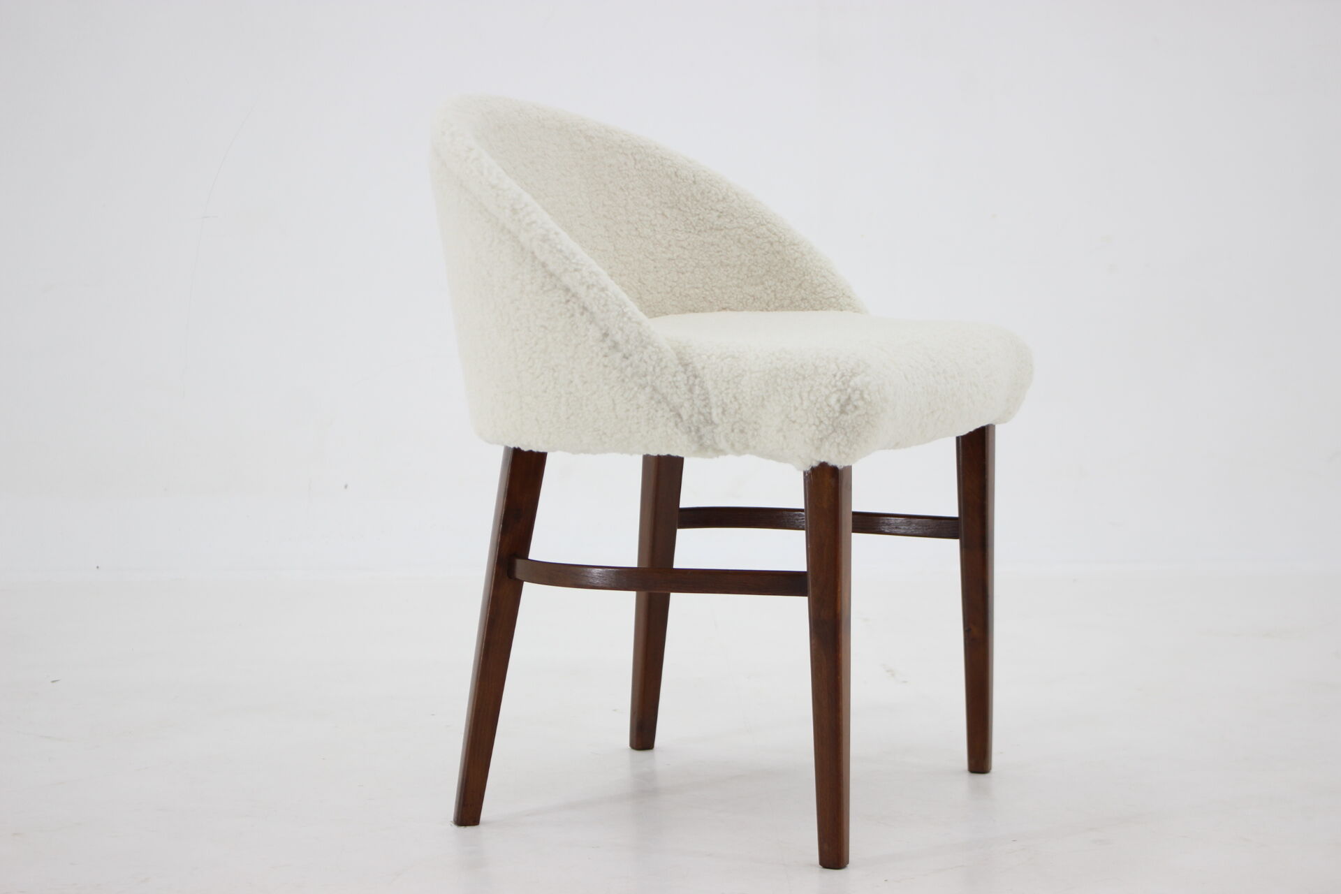Beech Chair in Sheepskin Fabric, Denmark 1960