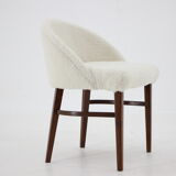 Beech Chair in Sheepskin Fabric, Denmark 1960