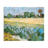 Tableau HST Travail de copiste Van Gogh "Champs de blés aux Iris"