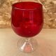 Antique empoli red & clear glass footed vase vintage