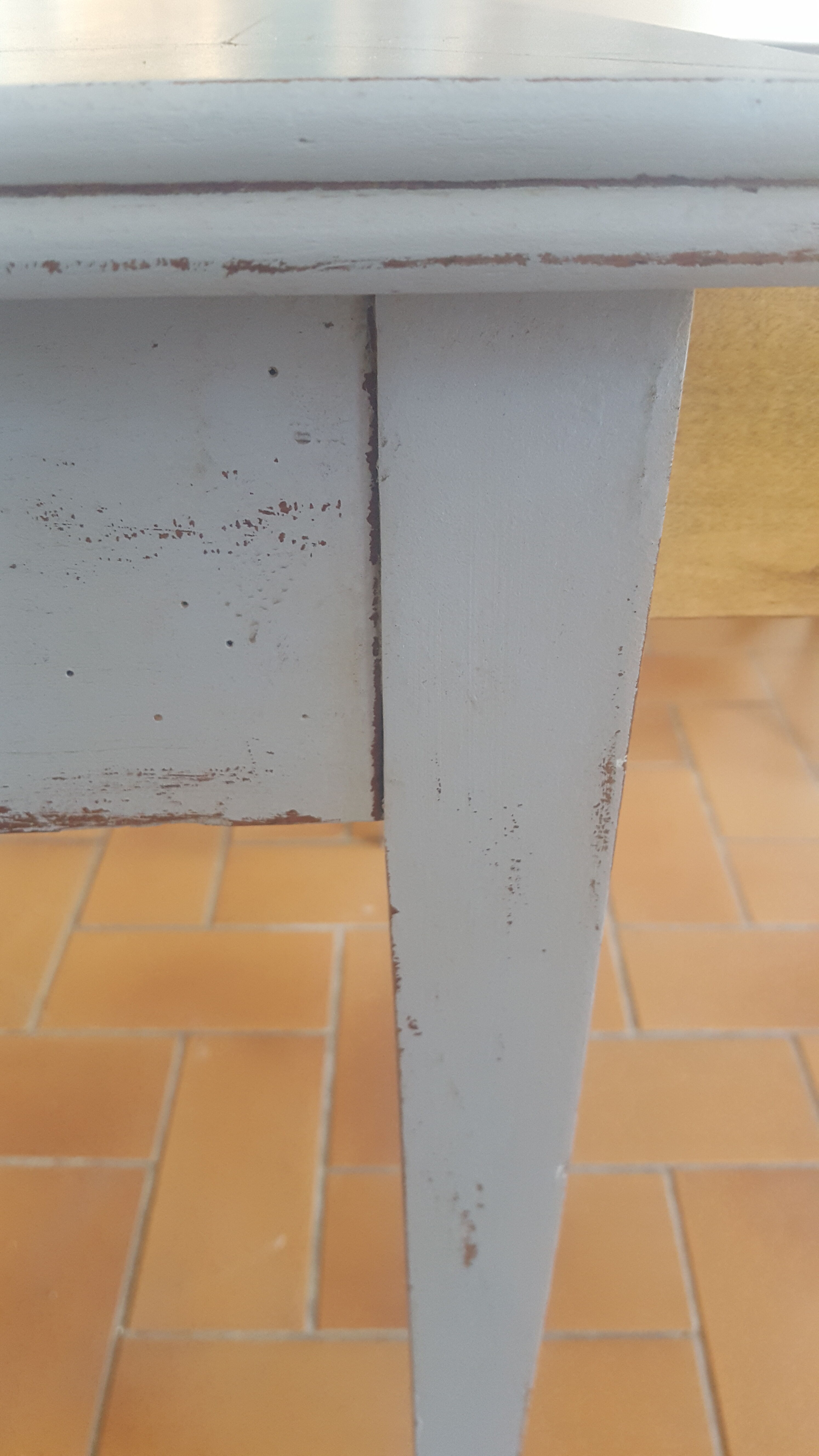 Small sky blue patina farm table